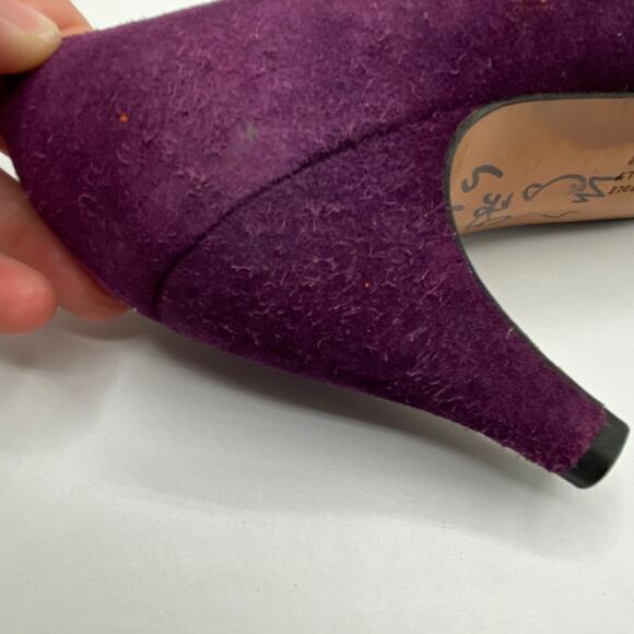 Ferragamo Vintage Purple Suede Heels Size 5.5 Colorful Classic Career‎ Preppy - Picture 6 of 8
